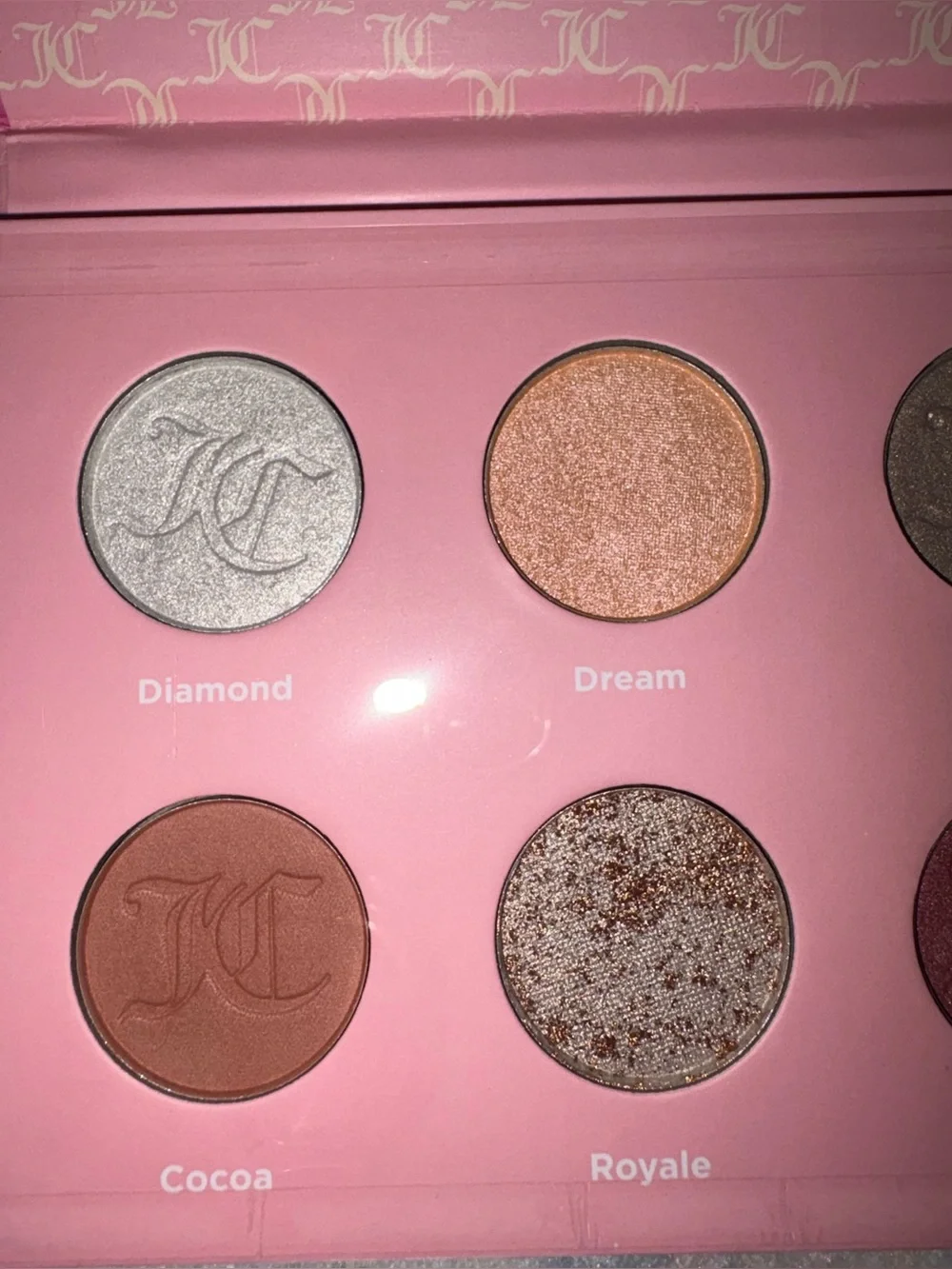 🍒 Juicy Couture Pink Glitter 10 Pan Eyeshadow Palette with Gold Crown decor